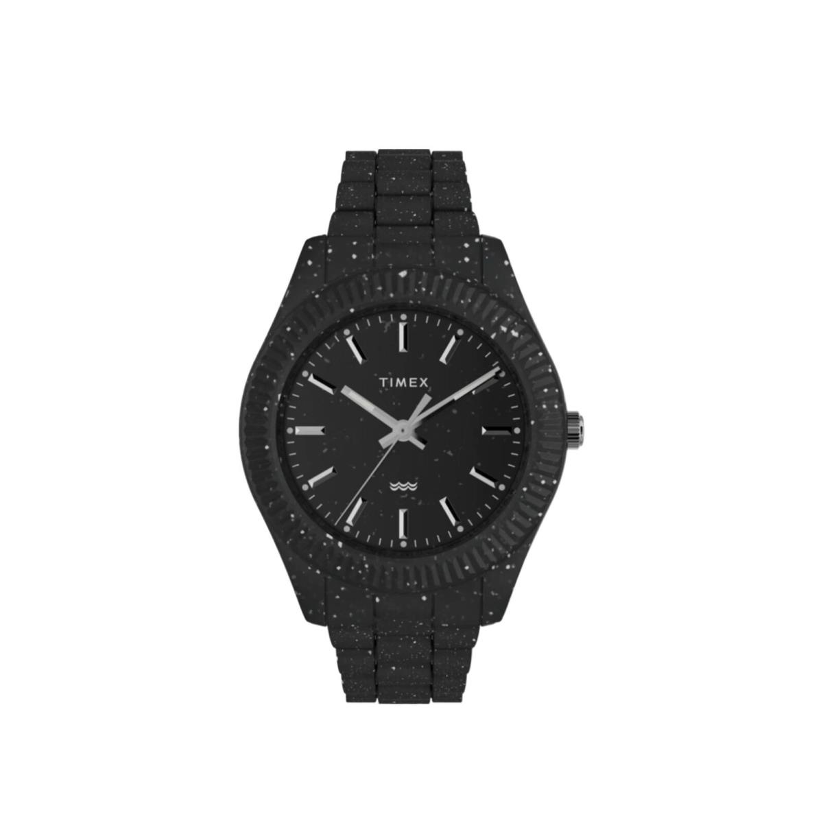 Timex Legacy Ocean 42mm Recycled Plastic Bracelet Black Watch TW2V77000JR - Dial: Black, Band: Black, Bezel: Black