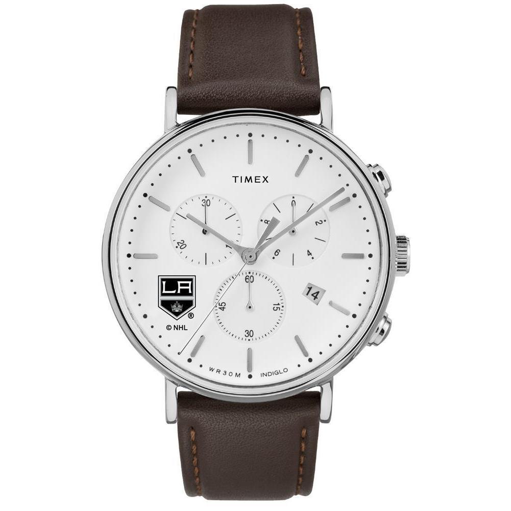 Timex Mens Los Angeles LA Kings Watch Chronograph Leather Band Watch