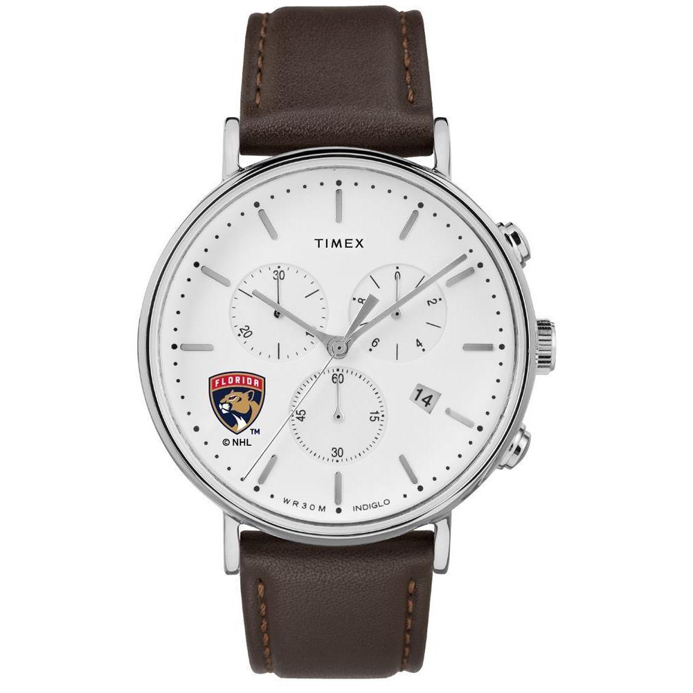 Timex Mens Florida Panthers Watch Chronograph Leather Band Watch