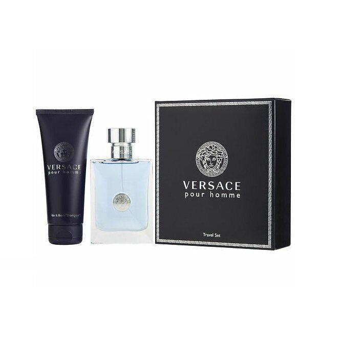 Versace Pour Homme 3.4 Edt Spray+ 3.4 Shampoo Mens Cologne Travel Gift Set