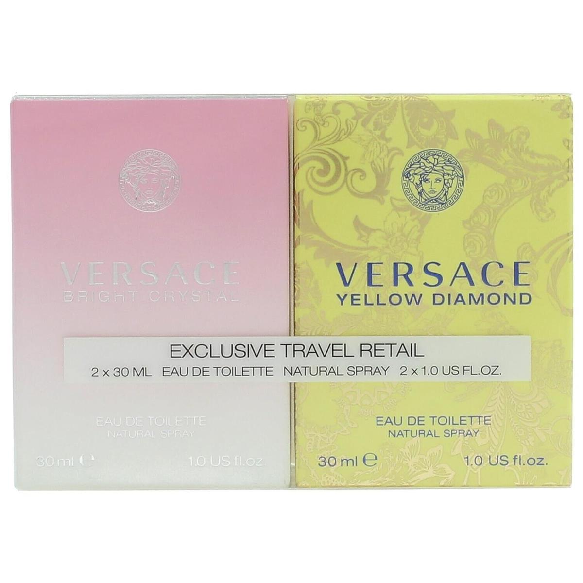 Versace Bright Crystal + Versace Yellow Diamond 2 Pcs Set For Women 1.0 oz Each - Yellow