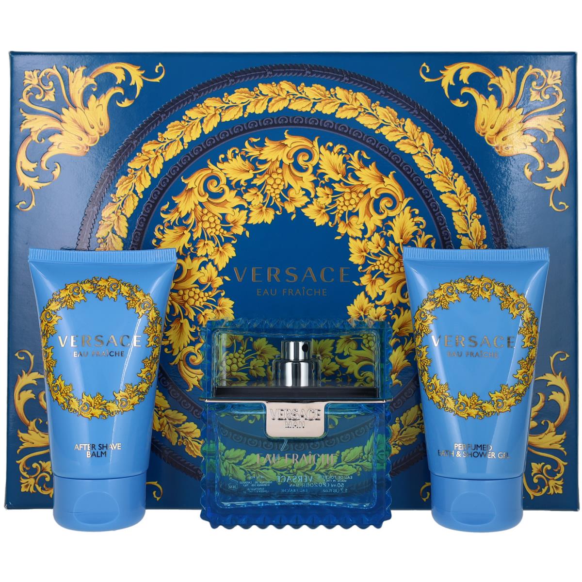 Eau Fraiche By Versace For Men Set: Edt + Bath SG + Asb 1.7oz+1.7oz+1.7oz