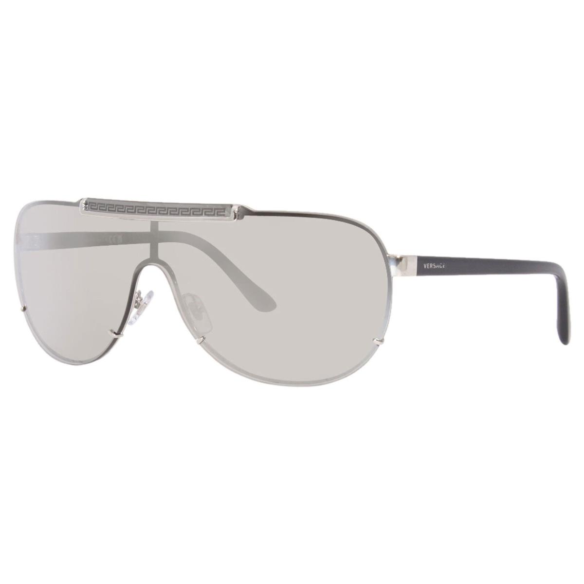 Versace VE2140 10006G Sunglasses Men`s Silver/light Grey/silver Mirror Lens 40mm