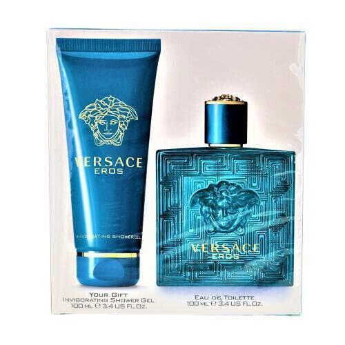 Versace Eros Men 2 Pieces Set 3.4 oz Eau De Toilette Spray 3.4 oz Shower Gel