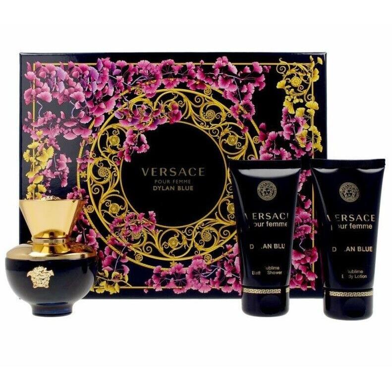 Versace Dylan Blue For Women 3pc Gift Set 1.7 oz Edp Spray + Lotion + Shower Gel