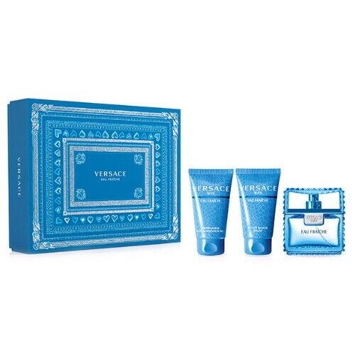 Versace Man Eau Fraiche Set 1.7 oz Cologne + Shower Gel + Aftershave For Men