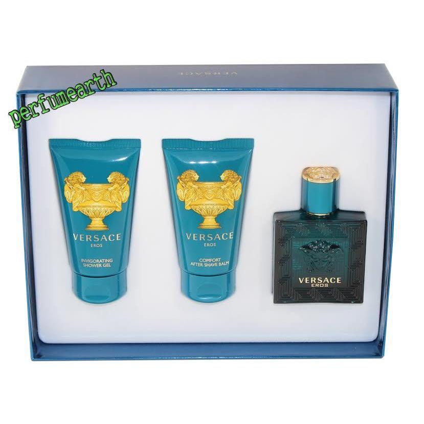 Versace Eros 3 Pcs Set By Versace 1.7/1.6 Oz. Edt Spray For Men