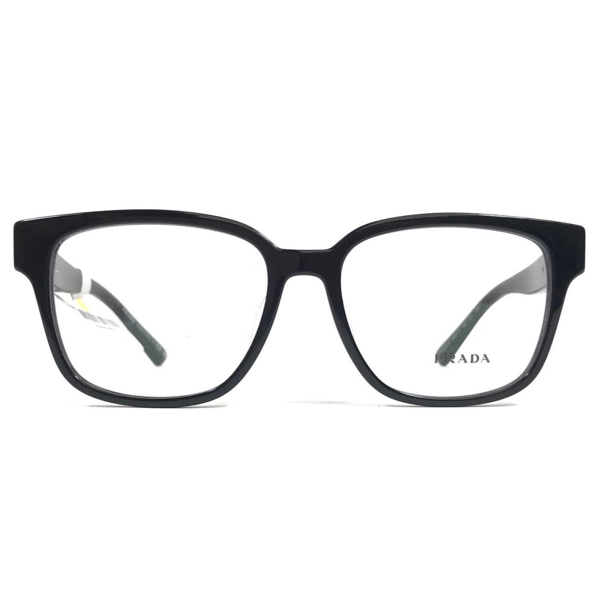 Prada Eyeglasses Frames VPRA09-F 16K-1O1 Black Silver Square Asian Fit 55-17-145