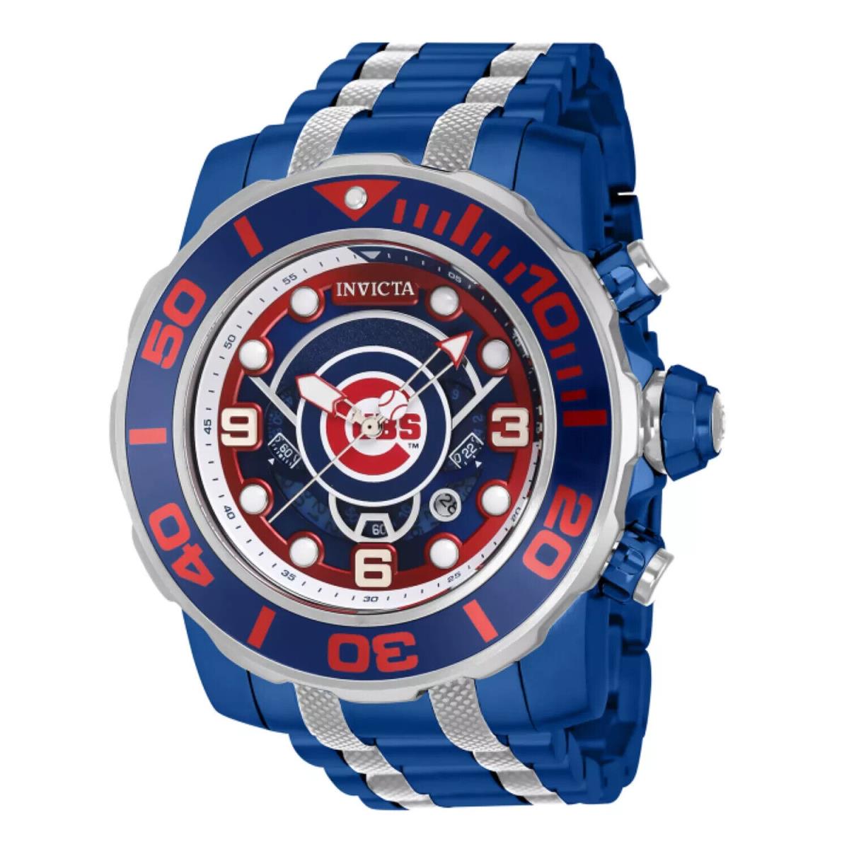 Invicta Mlb Chicago Cubs Men`s 58mm Chronograph Date Bracelet Watch 42784