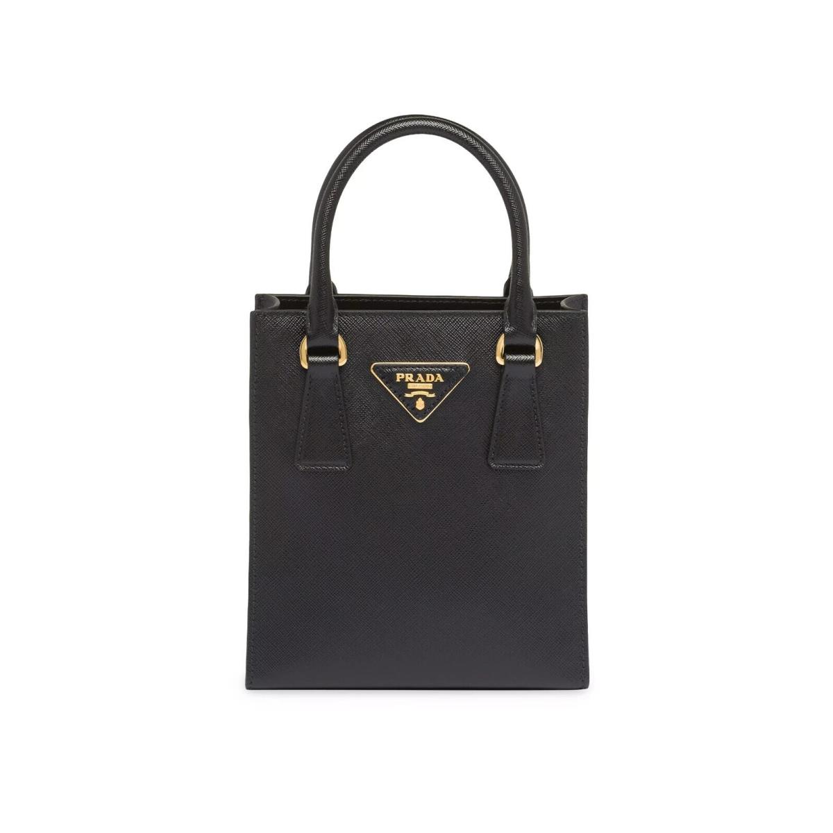 Prada Saffiano Triangle Logo Leather Handbag 2Way Shoulder 1Ba358 Nzv