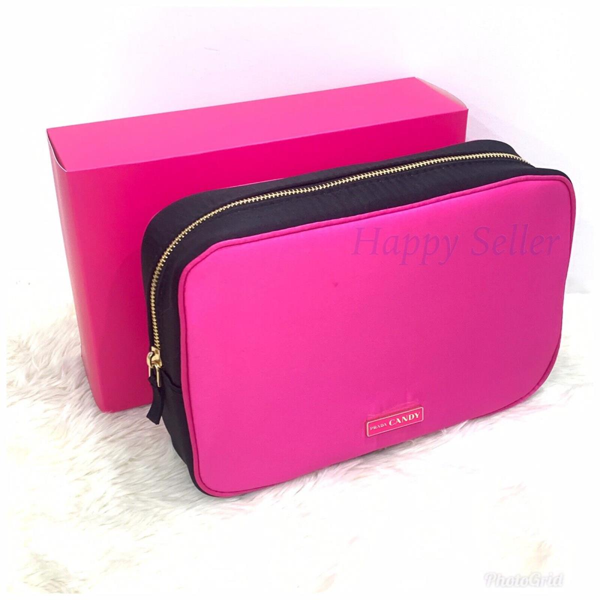 Prada Bag Pouch Makeup Cosmetic Bag Vanity Case Candy Perfume Pink/gold Rare