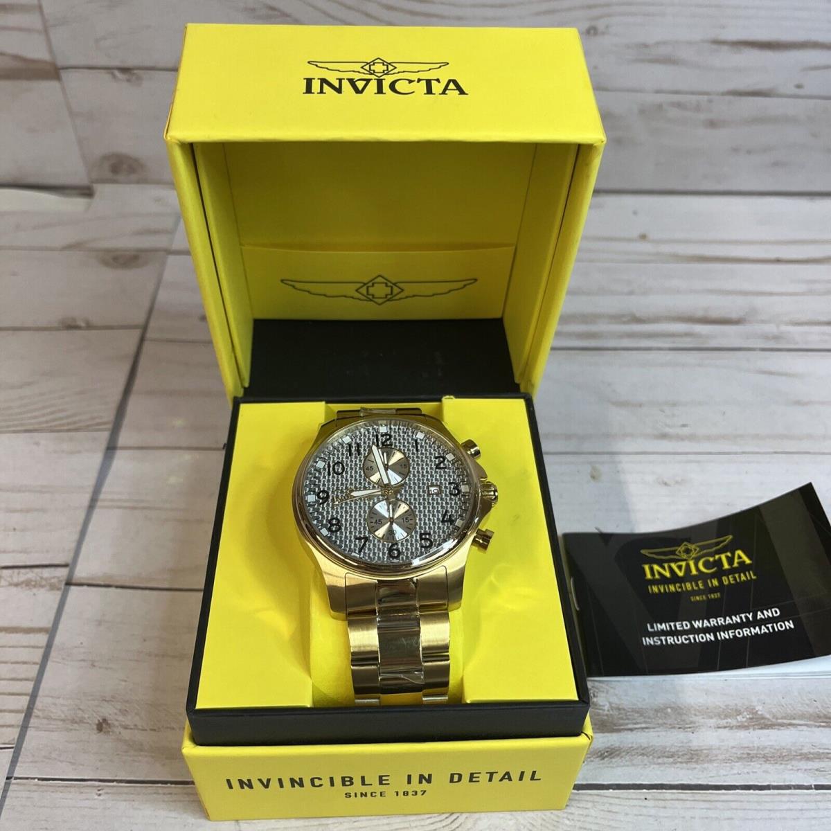 Invicta Specialty Men`s Round Gold Tone Chronograph Date Analog Watch 34032