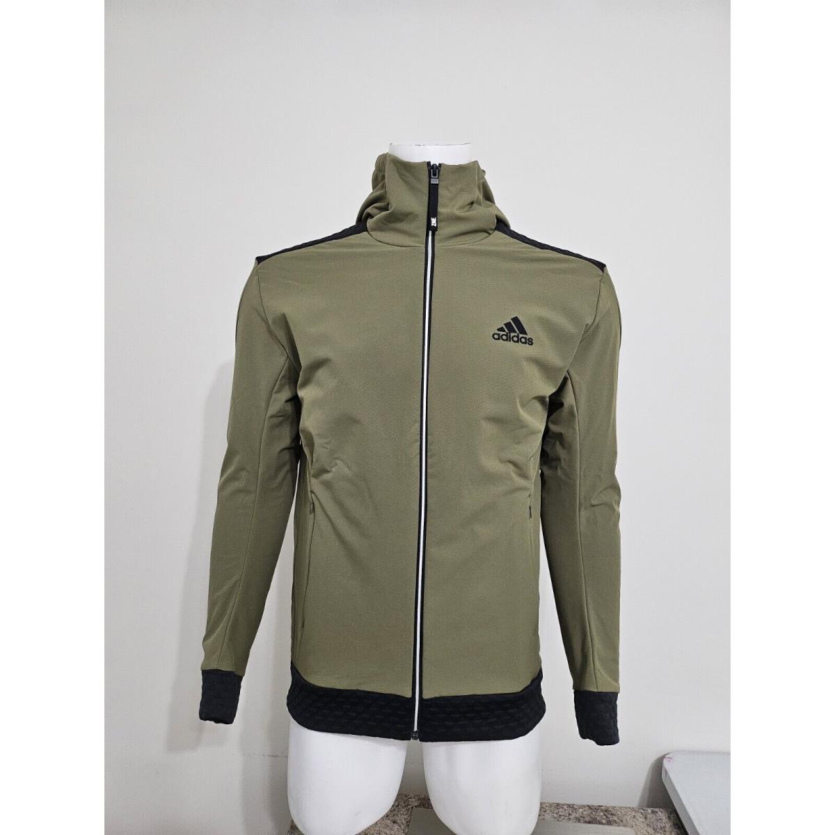 Adidas Men`s Zne Cold.rdy Full Zip Hooded Jacket GT9777 Focus Olive Size M