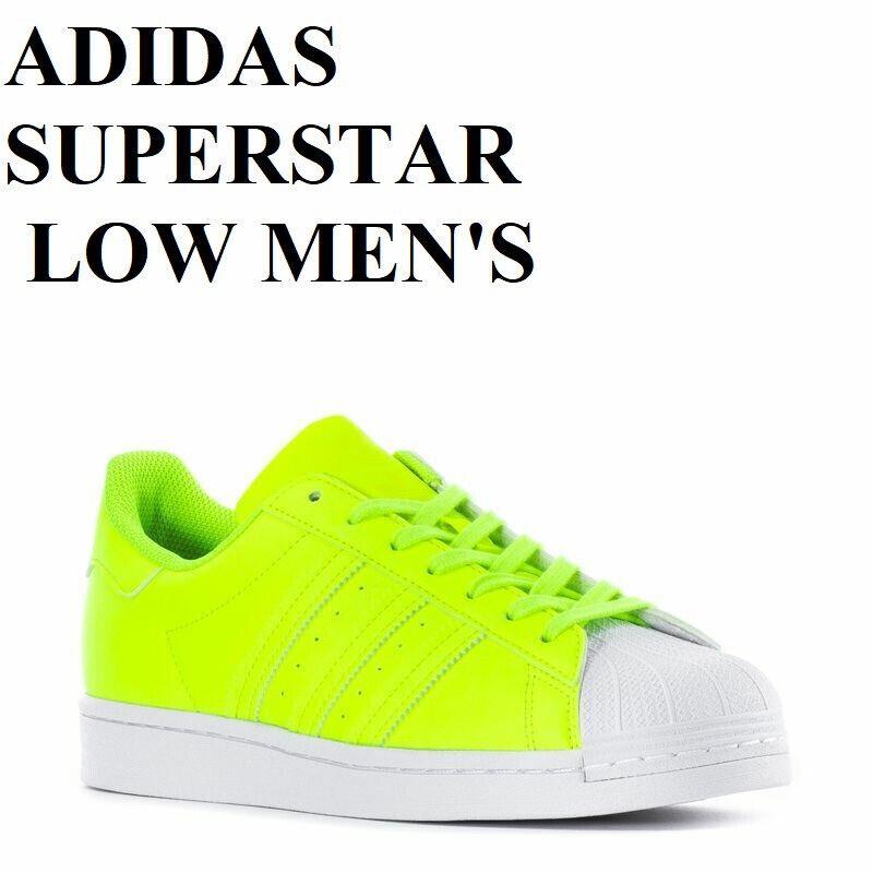 Adidas Superstar Low Sneakers Trainers Sport Men Shoes Solar Green Size 10 - Solar Yellow/Footwear White - FY2744