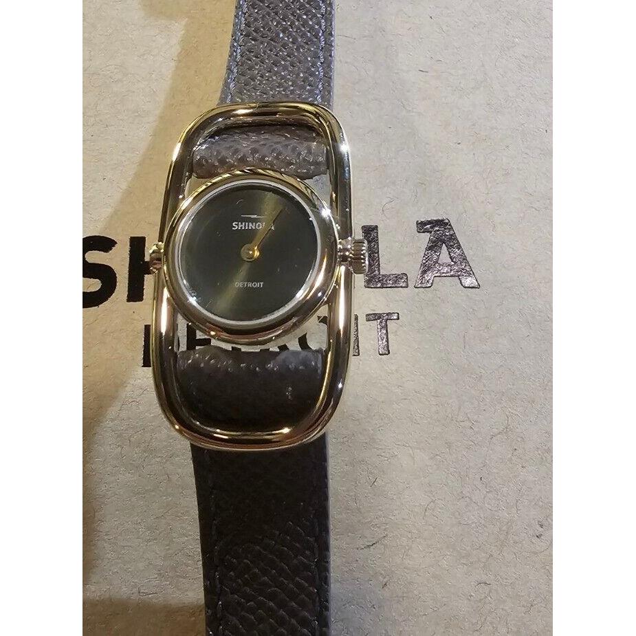 Shinola Bike Lock Watch with 20mm Olive Green Face Brown Tone Leather Band