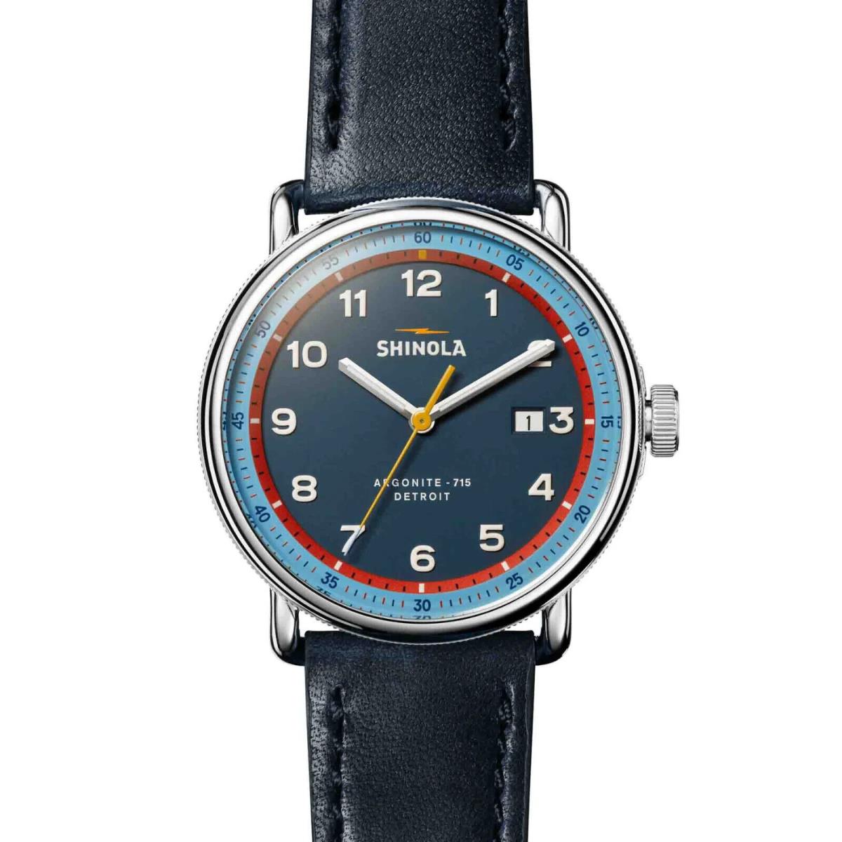 Shinola The Canfield Model C56 43mm GT Blue Dial Leather Strap Watch S0120279728