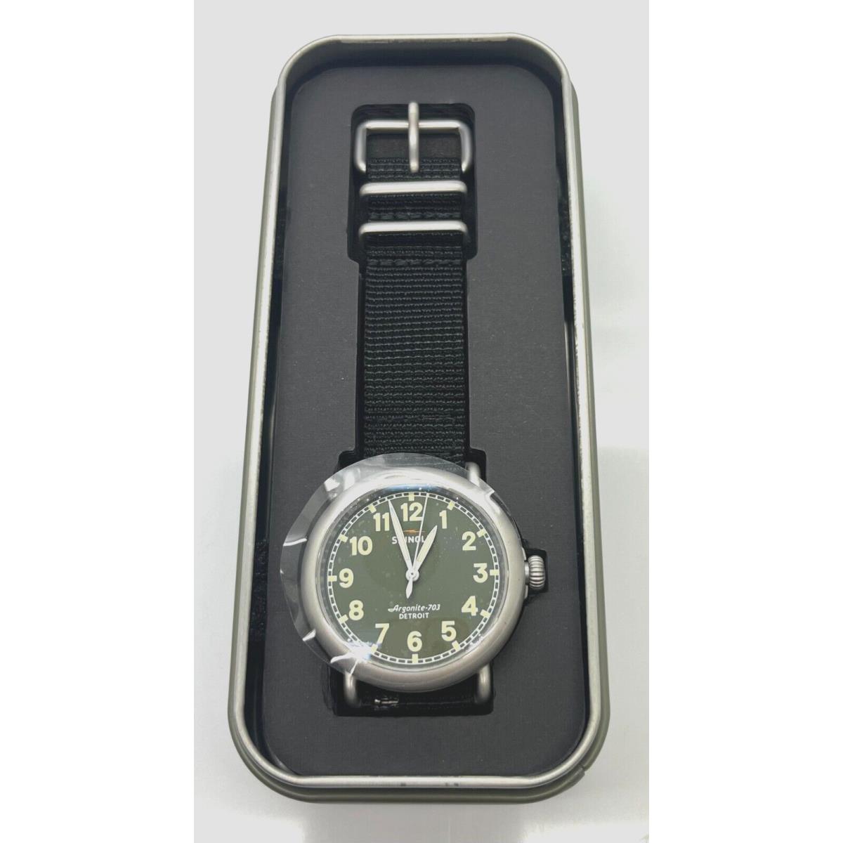 Shinola Runwell 41mm Green Dial Black Nylon Strap Watch S0120247278