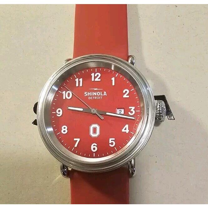 Shinola Detrola State If Ohio Watch with 43mm Red Face Red Silicone Band