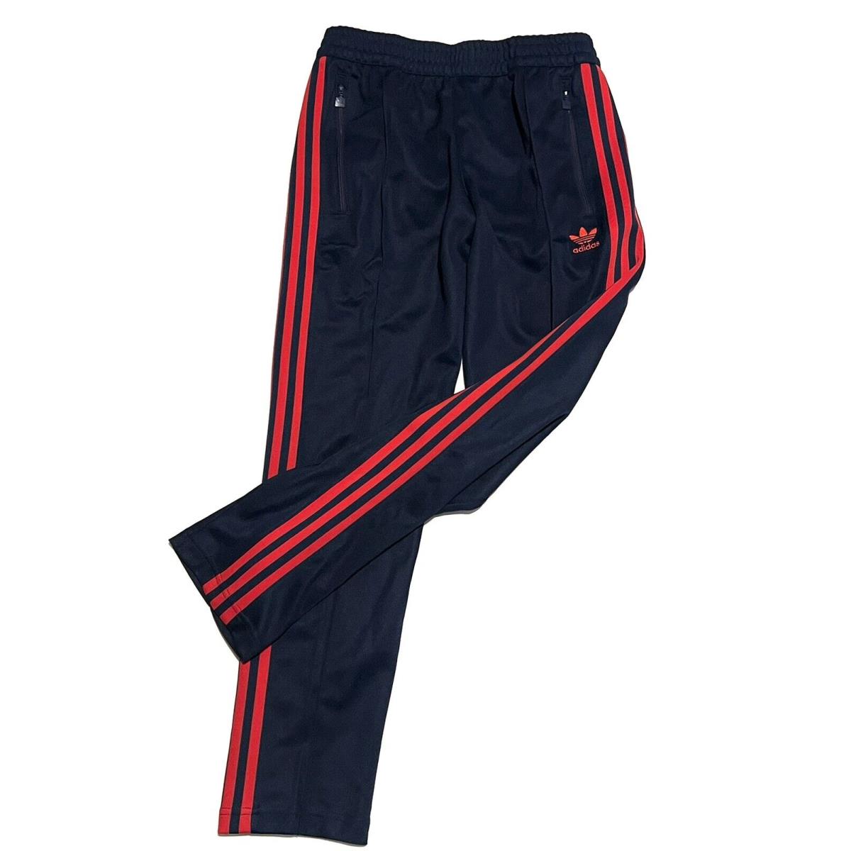 Adidas HS8943 Beckenbauer Track Pants Men s Size S Navy Blue Red Slim Tapered