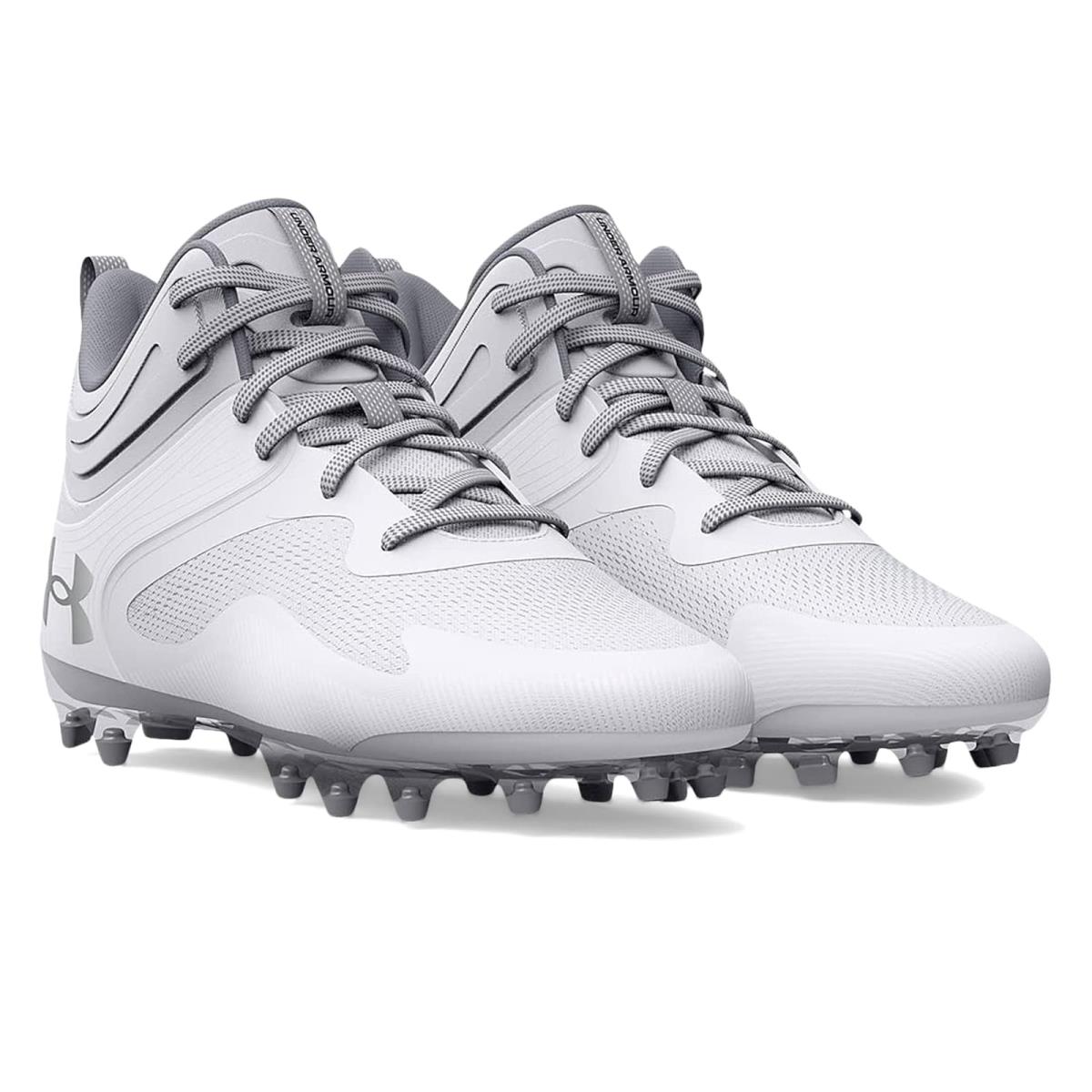 Man`s Sneakers Athletic Shoes Under Armour Command MC Mid Lacrosse Cleat White/White/White