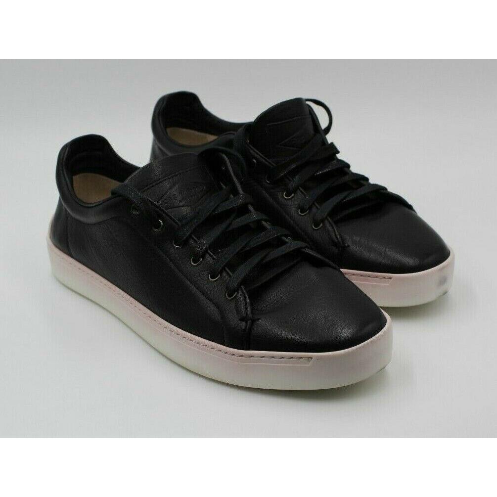 Rag Bone Women`s Kent Black Leather Sneakers with Pink Fade on Sole Size 11 US