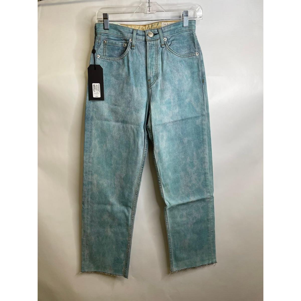 Rag Bone Maya High-rise Ankle Straight Jeans Women`s Size 25 Teal