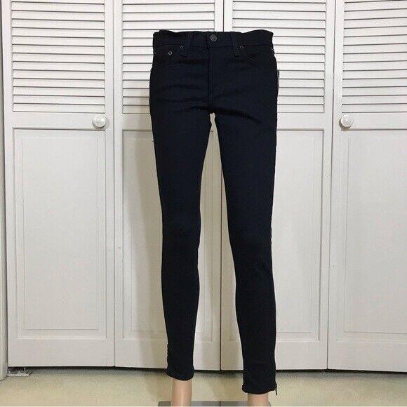 Rag Bone Zipper Tuxedo Skinny Black Jeans in Coal Size 28