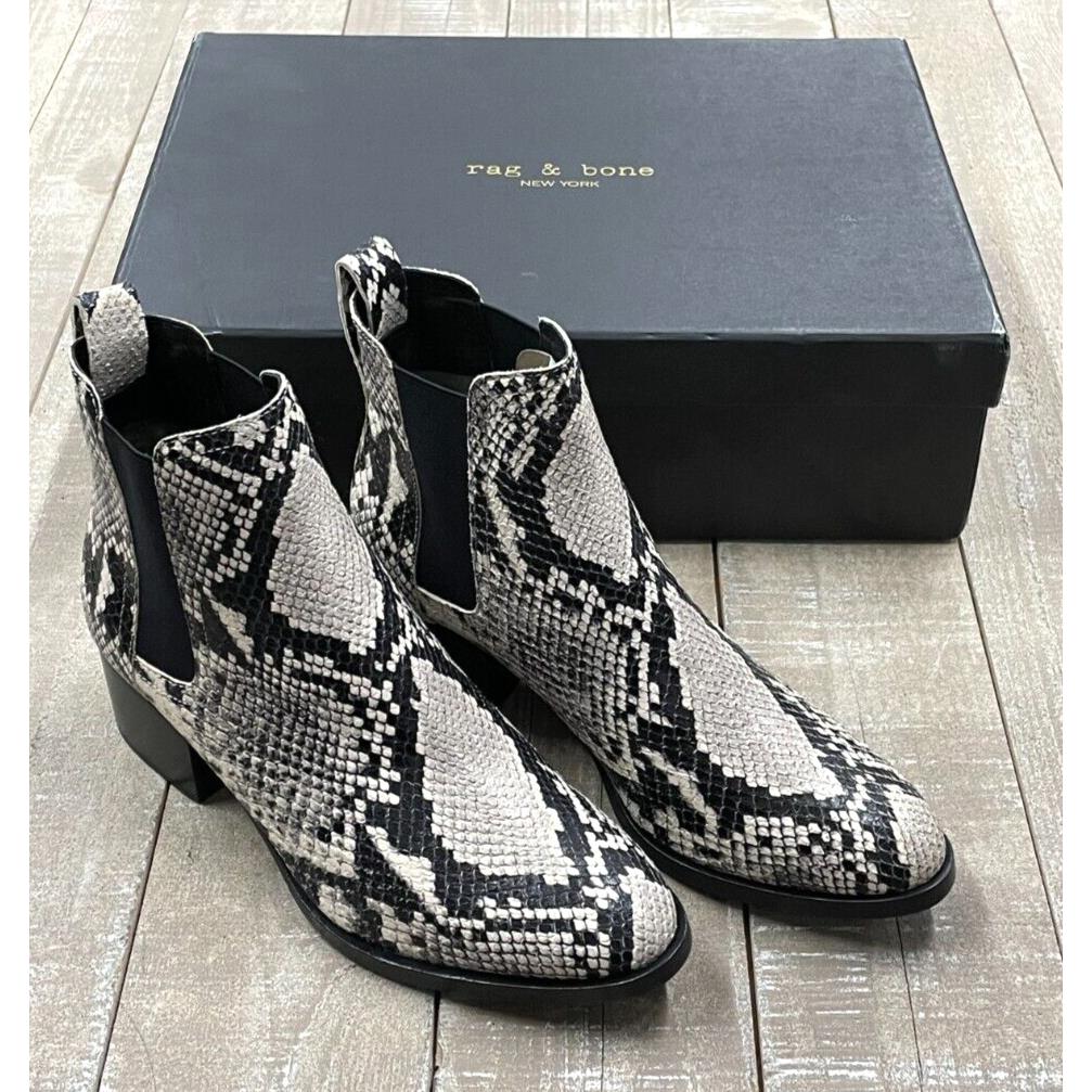 Rag Bone Walker Snakeskin Embossed Leather Boot Size: 36 US 6