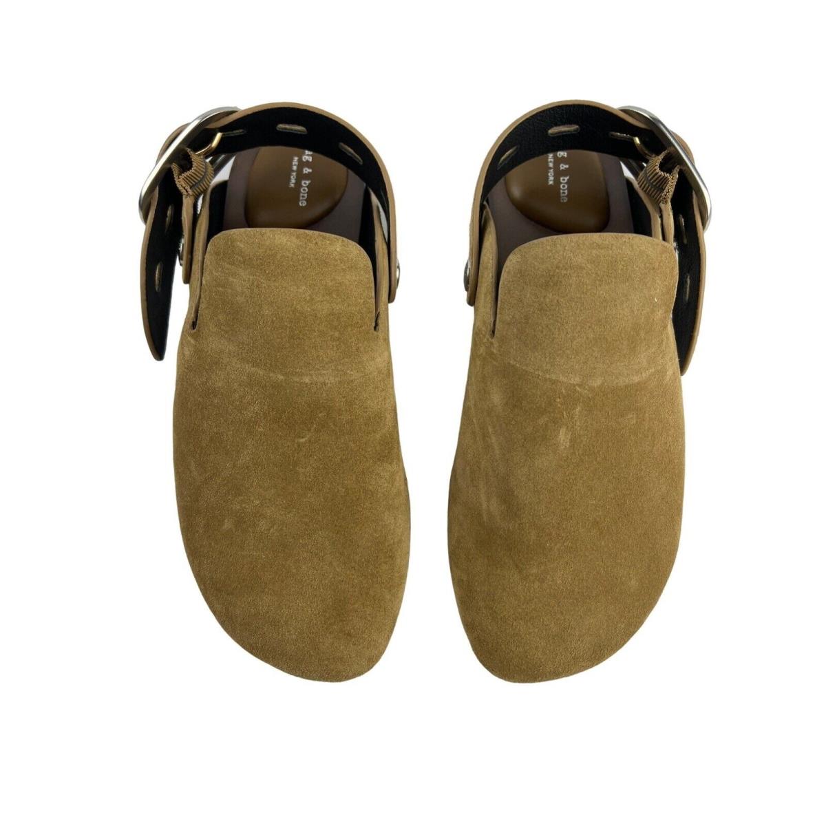 Rag Bone Ansley Slide Mule Leather In Golden Brow Suede Size:35