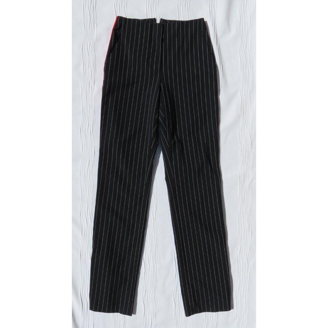 Rag Bone Women s 0 XS Navy Pinstriped Red Stretch Wool Jess Pants Hi Rise