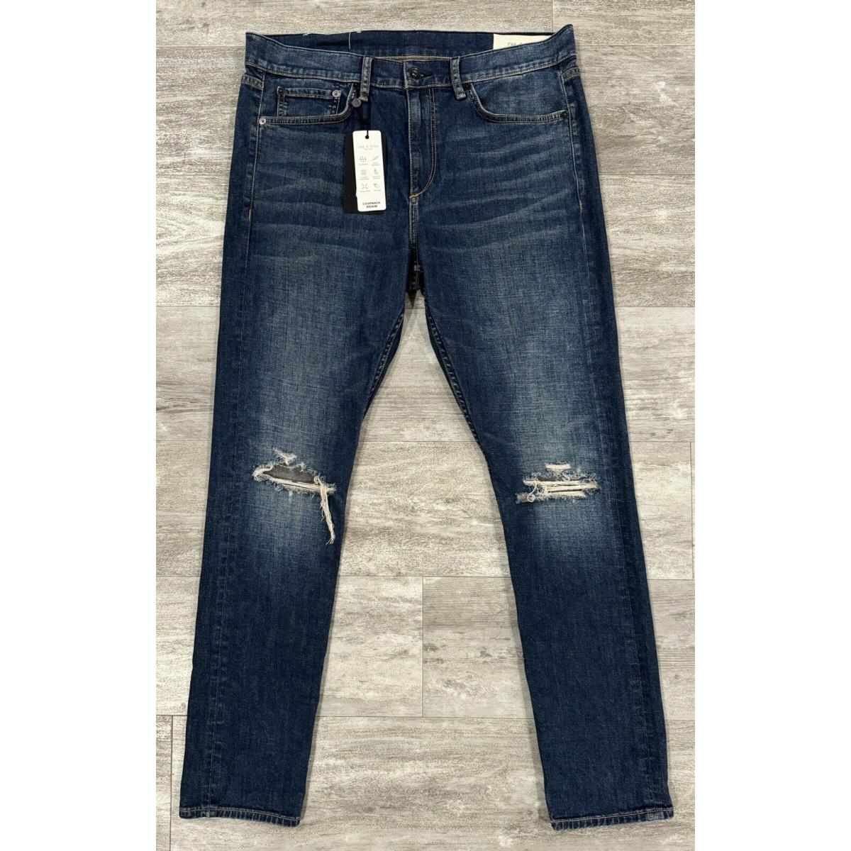 Rag Bone Fit 2 Action Loopback Slim Fit Jeans Men`s 36W 32L Mackie 5-Pocket