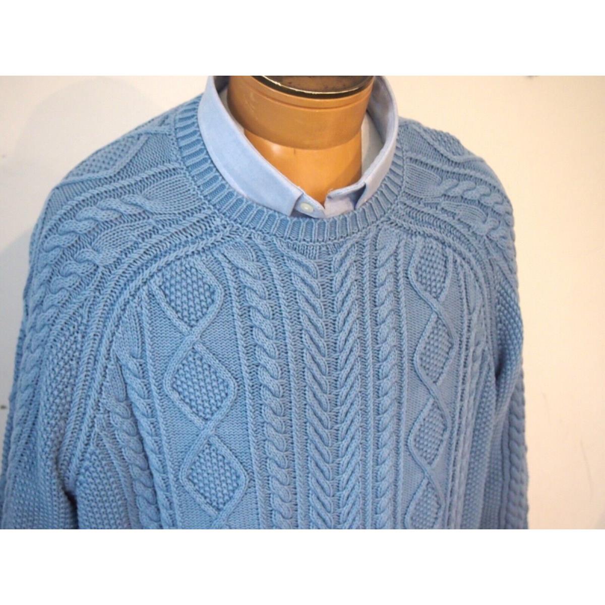 Rag Bone Cotton Aran Knit Dexter Cableknit Crewneck Sweater Xxl Blue