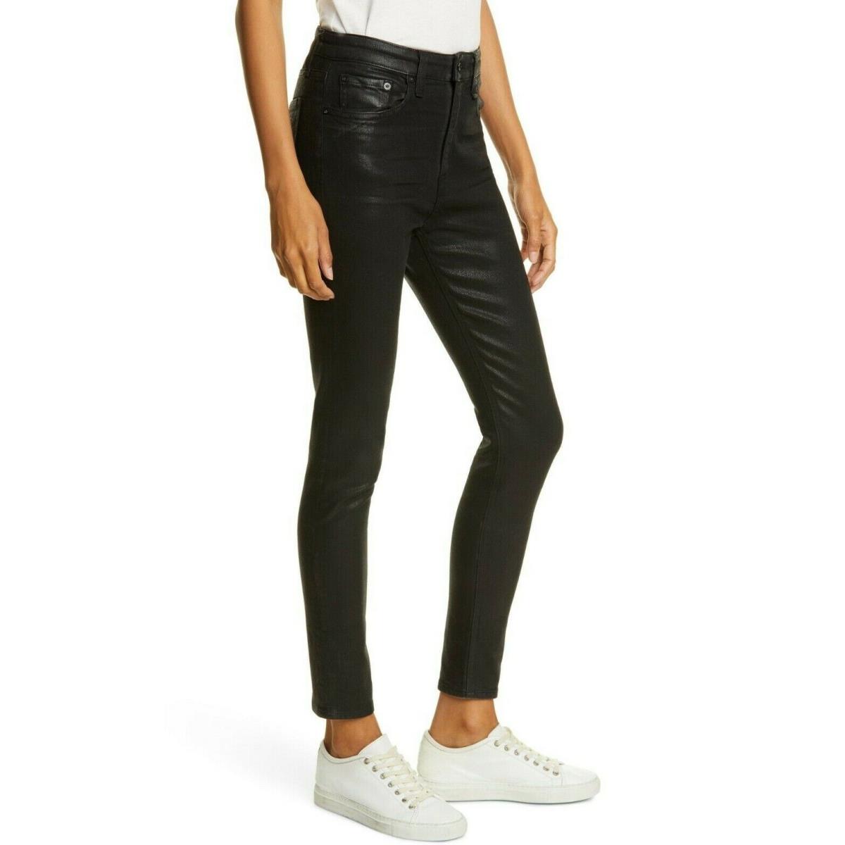 Rag Bone Sz27 Nina High-rise Coated Ankle Skinny Stretch Jeans Black