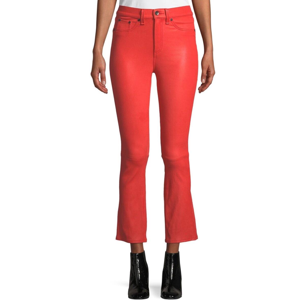 Rag Bone Red Hana Leather Pants Size: 30