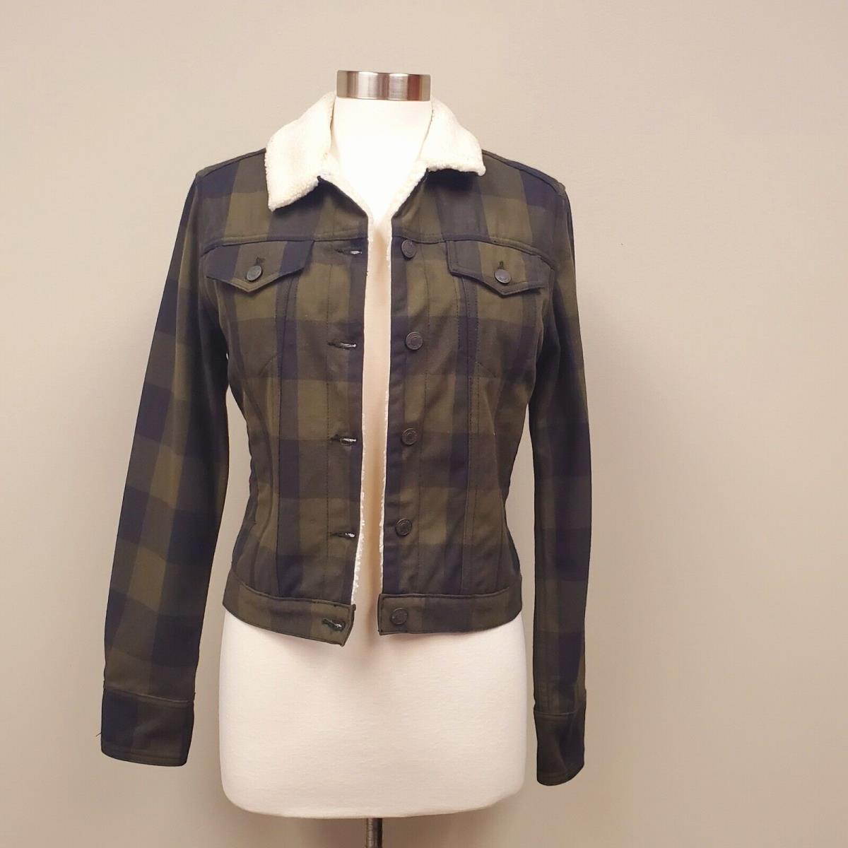 Rag Bone Women`s Army Plaid Sherpa Jean Jacket Sz XS