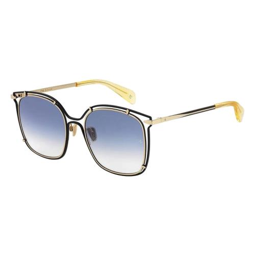 Rag Bone 1023 Womens Sunglasses in Gold Black Yellow Crystal/blue Gradient 56 mm