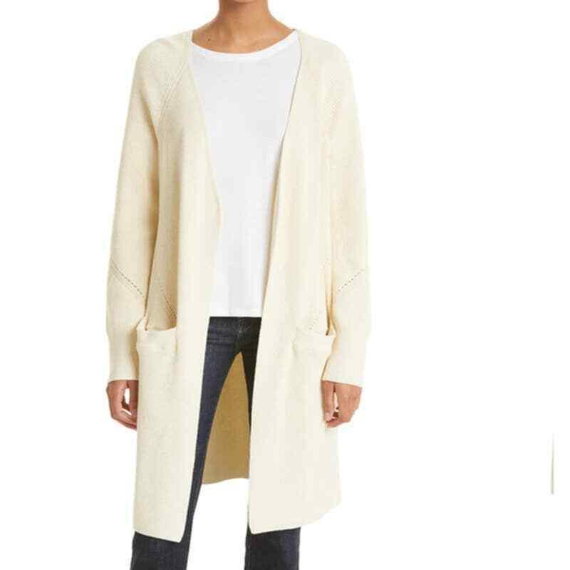 Rag Bone Amy Cardigan Ribbed Open Front Belted Long Sweater Women`s Size M