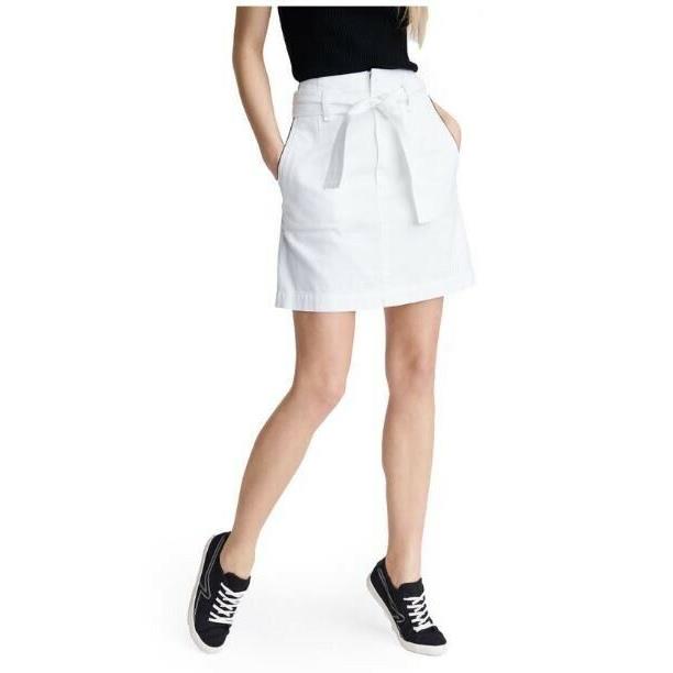 Rag Bone / Jean Womens White Belted Mini A-line Skirt Size: 24