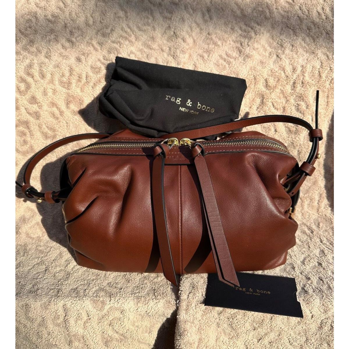 Rag Bone Cross Commuter Matter Brown Leather Crossbody Purse Dustbag