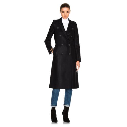 Rag Bone Ashton Tailored Coat Epaulets Straps Sz 12 Double Breasted Black