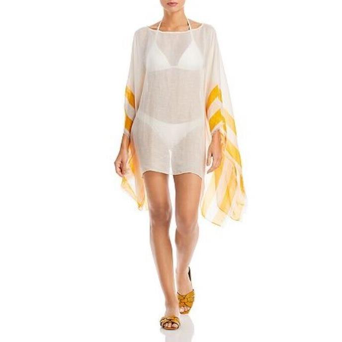 Rag Bone Hera Beach Swim Cover Wrap - Antique White / Yellow - Retail