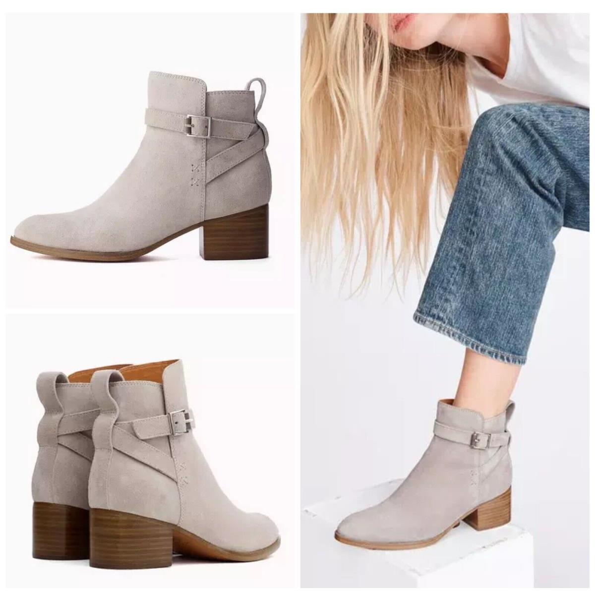 Rag Bone Walker Buckle Leather Booties In Ice GreySize:41 US 11