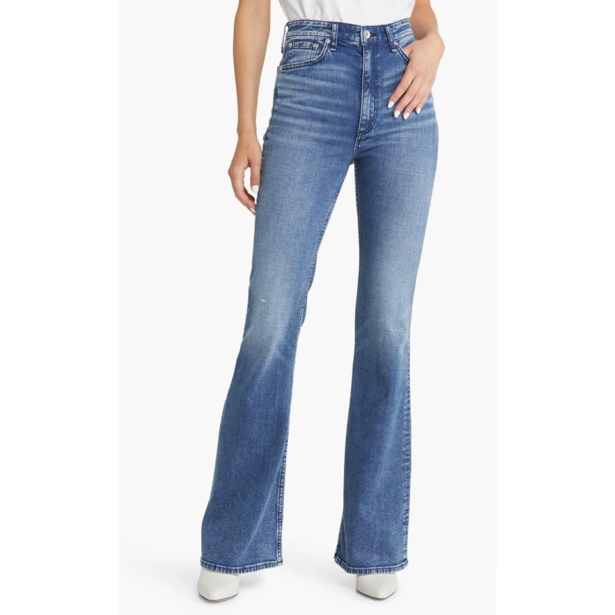 Rag Bone Women`s Casey Blue High Waist Flare Leg Jeans L119903 Size 26