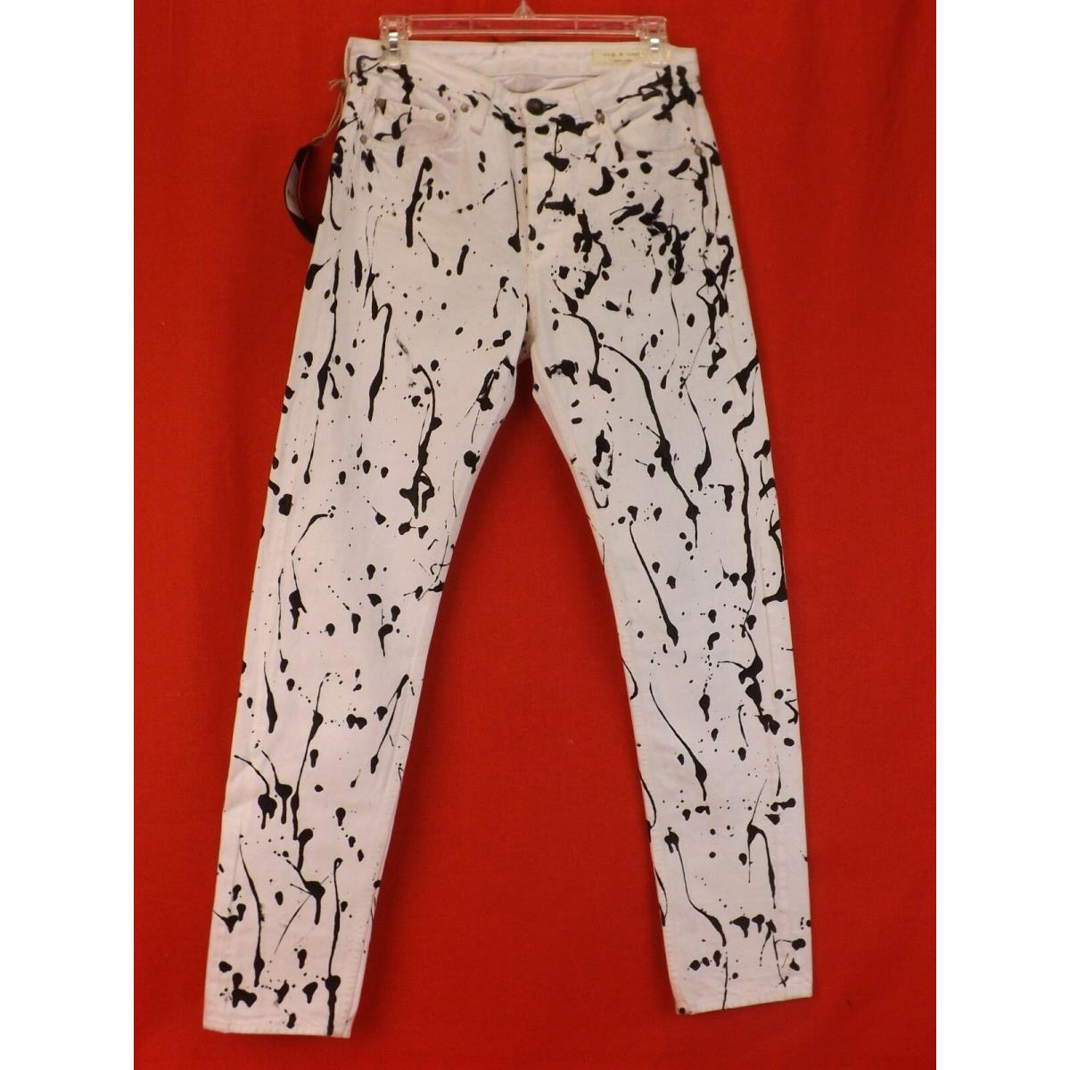 Rag Bone White Animal Acid Mum Abstracted Skinny Jeans Pants 30