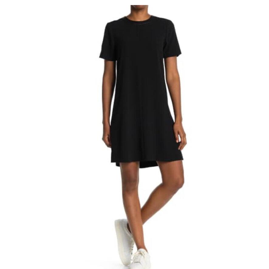 Rag and Bone Aiden Tee Shirt Dress Black Side Buttons Slinky Fabric Size S