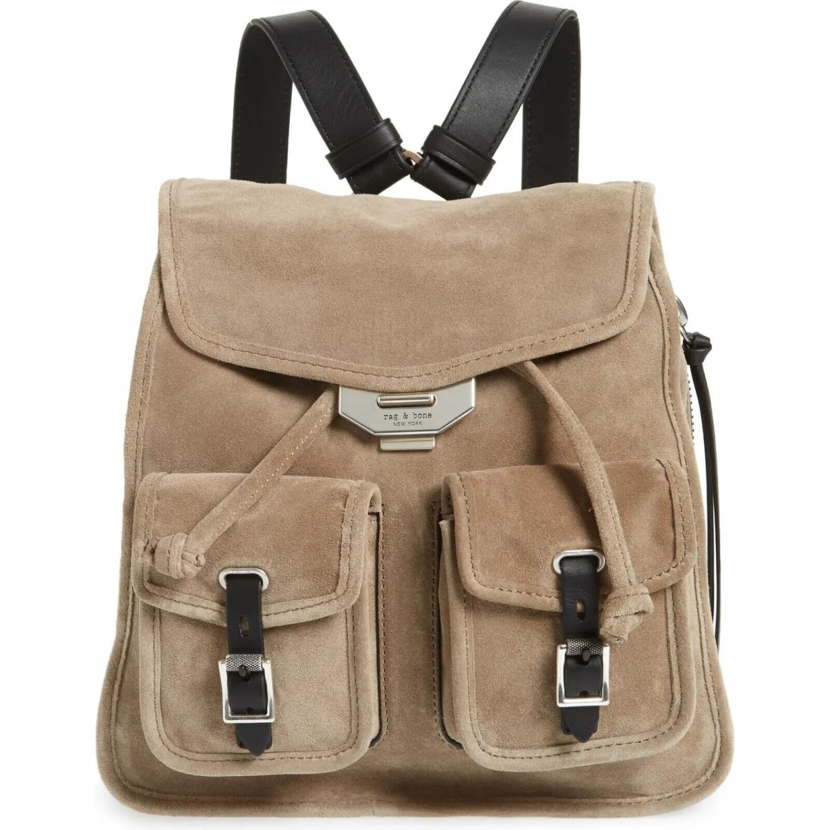 Rag Bone Warm Grey/khaki Supple Suede Field Medium Backpack