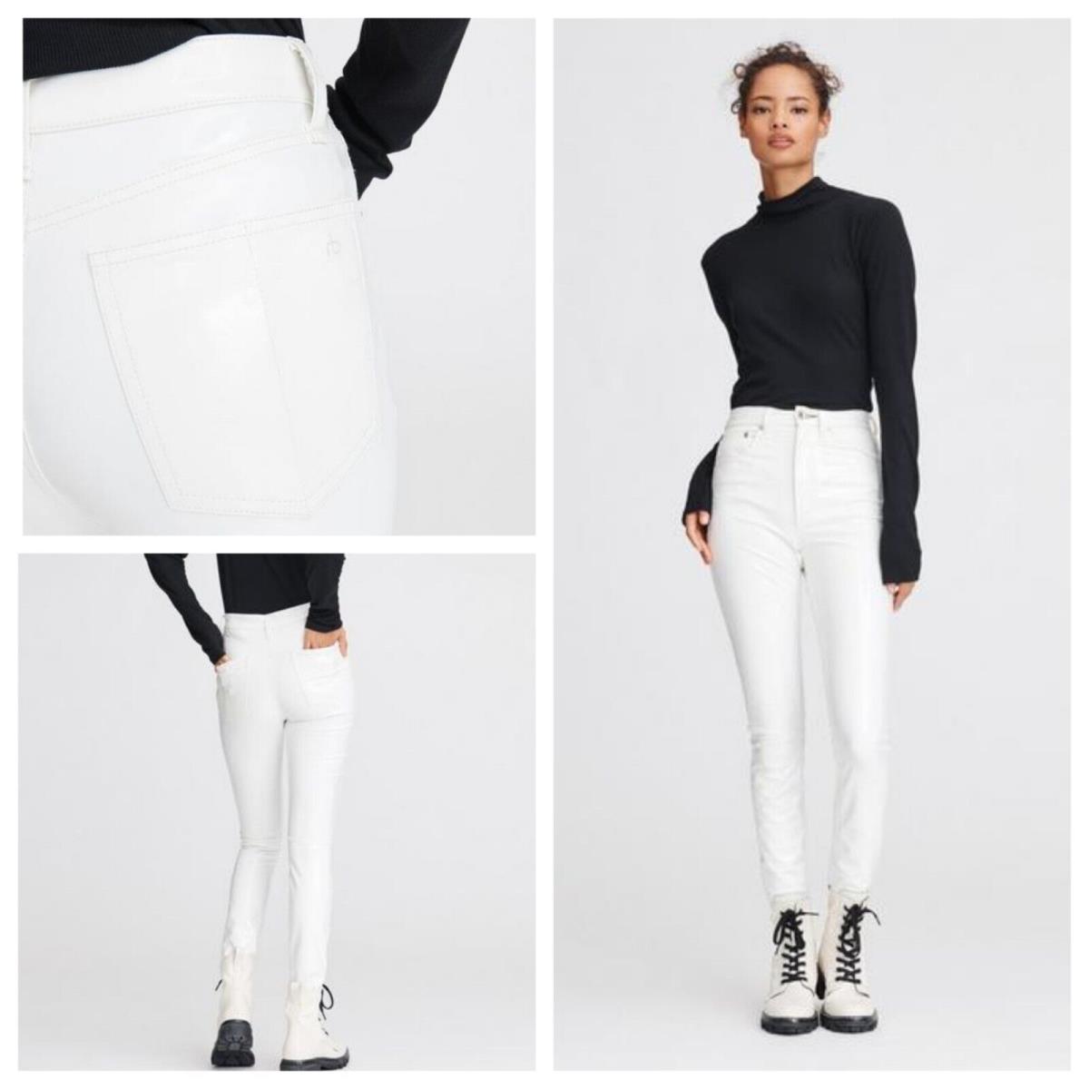 Rag Bone Super High Rise Ankle Skinny Vinyl In White Size: 29