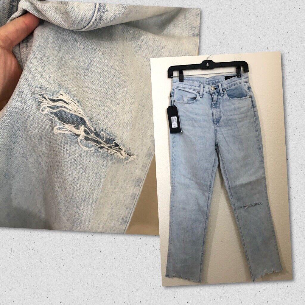 Rag Bone Womens 26 Ankle Cigarette Jeans Light Wash Distressed Destroyed