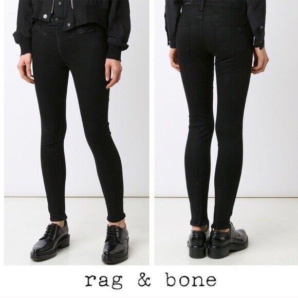 Rag Bone Ryder Skinny Jeans In Coated Black Size: 26