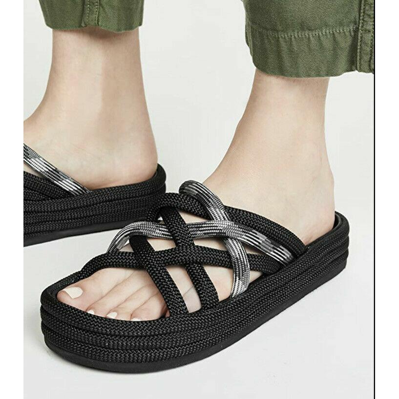 Rag Bone `kris` Slide Sandals Black Rope Womens SZ US 6 EU 36